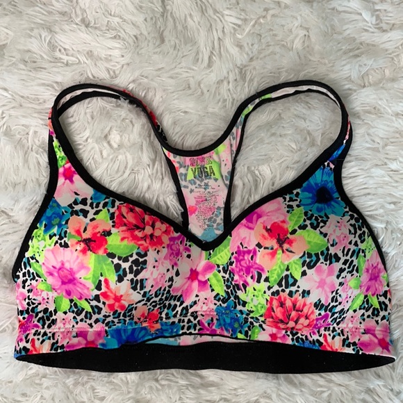 Victoria Secret Pink Floral Yoga Sports Bra - Size Small - Picture 2 of 5